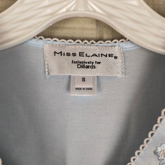 NWT Miss Elaine Satin Nightgown Full Length Brushed Inside Pastel Blue - Picture 2 of 6